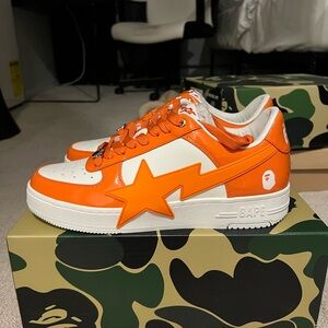 BAPE Men's Orange and White Sneakers